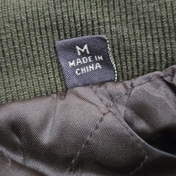 Dockers Wool Military Style Jacket Men's Medium Olive Green Winter Chore Utility - Picture 4 of 16